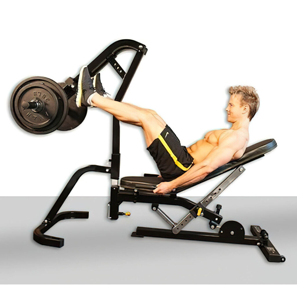 Powertec Workbench Leg Press Accessory with Rob Riches demonstrating. 