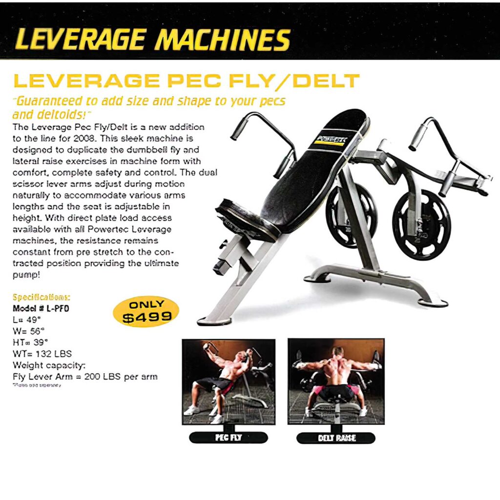 Powertec 2008 Catalogue with the Leverage Pec Fly Rear Delt Machine