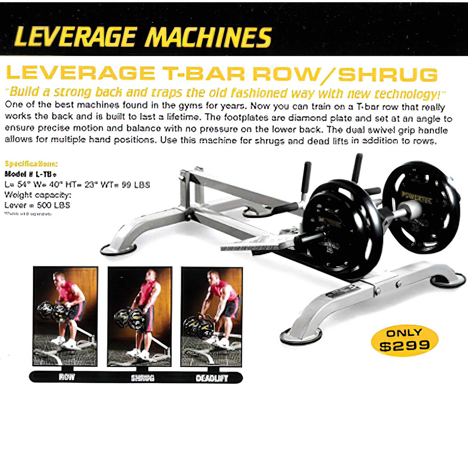 Powertec Leverage T Bar Row Catalogue Advert