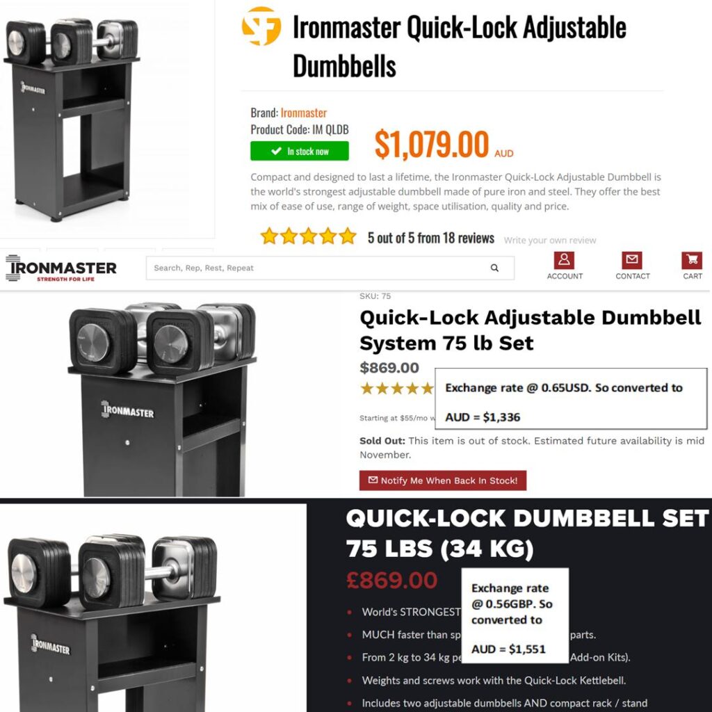 Ironmaster Quick Lock Dumbbell price comparison
