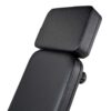 The Ironmaster Head Extension SB showcases a smooth, black leather headrest and backrest for comfort and support, featuring adjustable knobs.