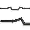 The FAT Super Curl Bar in black, displayed from two angles against a white background, features multiple angled bends for an ergonomic grip during workouts.
