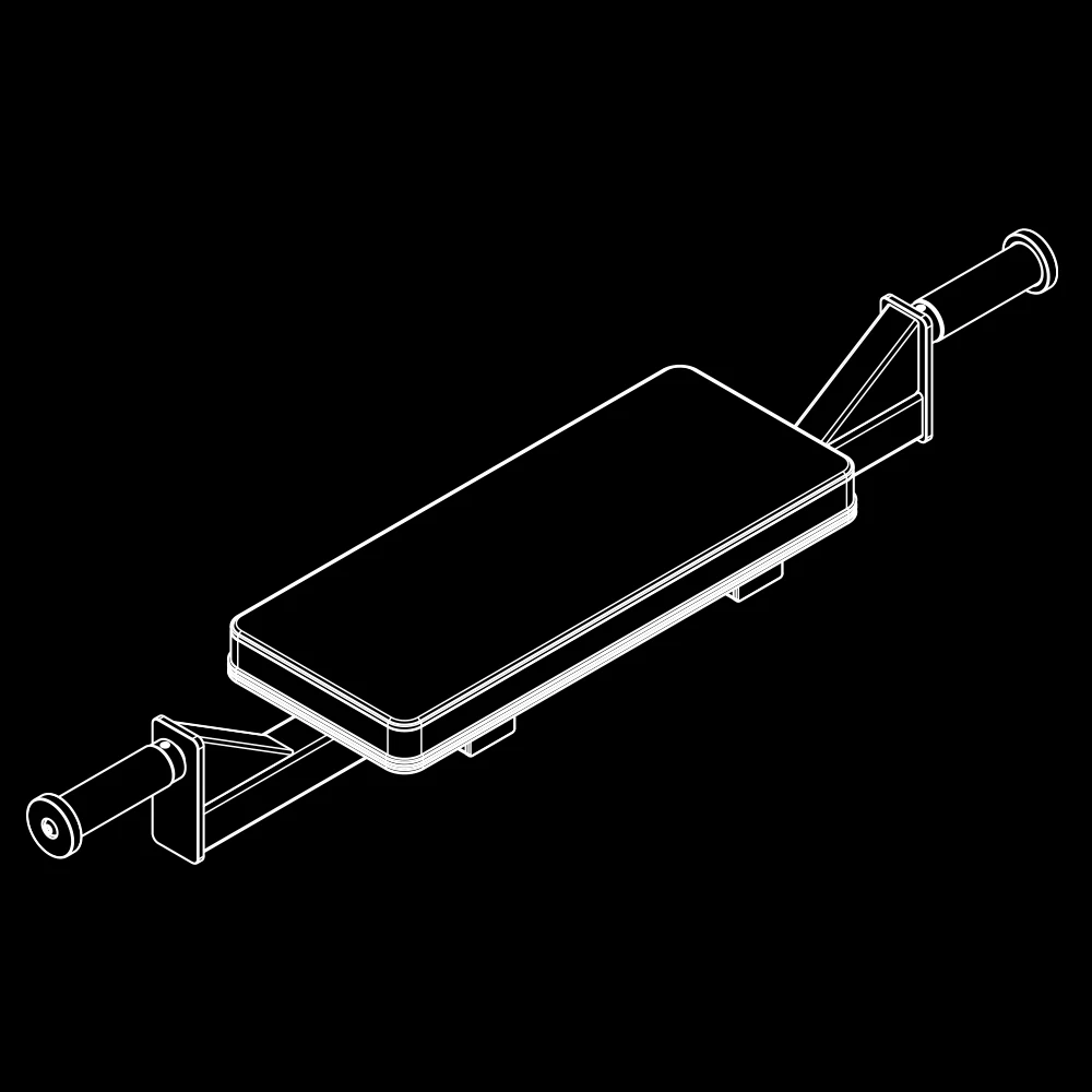 An ATX® Hip Thruster Attachment consisting of a rectangular padded platform mounted on a metal bar with handles on each end.