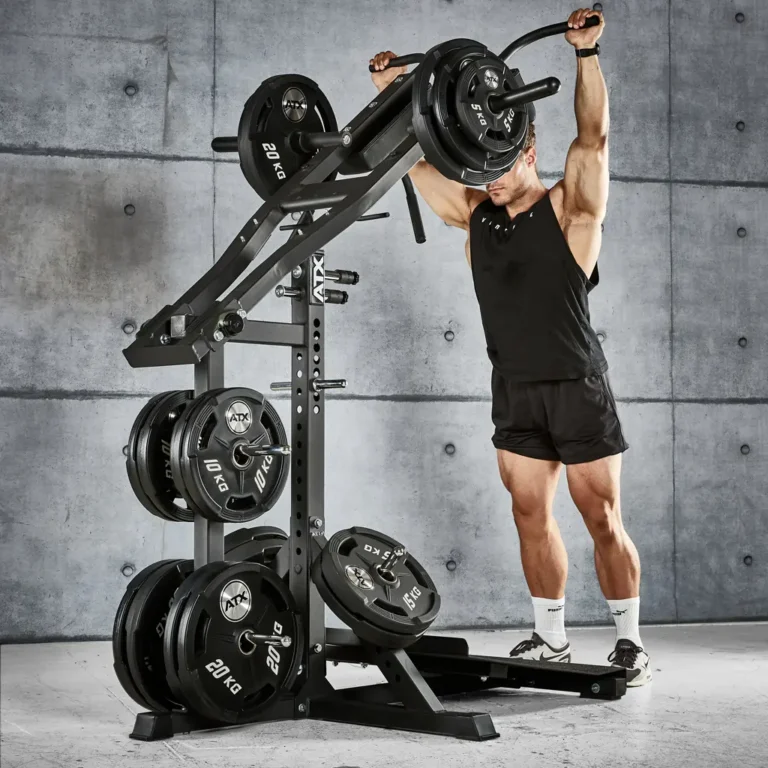 Wesley Vissers training shoulders on ATX® Lever Arm Squat Pro – Viking Press