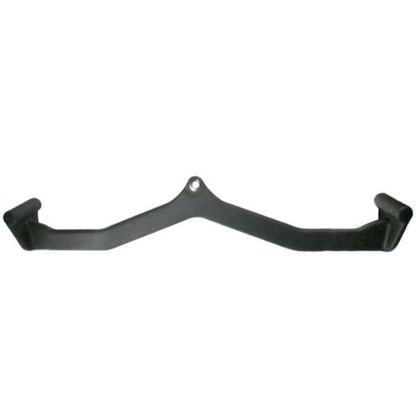 The Full Advantage Grip - WIDE GRIP is a black, V-shaped pull-down bar featuring ergonomic rubber grips and a central attachment point, designed for gym cable machines to perform various upper body exercises.