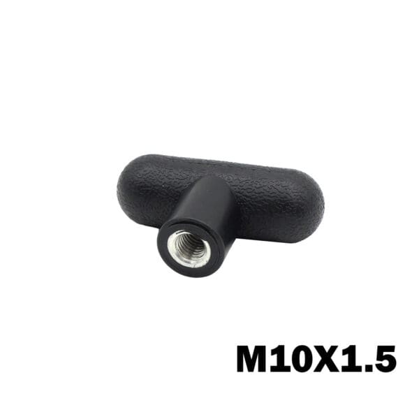 A black T-shaped plastic handle features a threaded metal insert and bears the label M10 Knob T Head in bold black text on a white background.