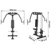The ATX® Pec Fly/Rear Delt Machine is a multi-gym fitness equipment with side views, dimensions of 1650 mm width, 1060 mm depth, and 1745 mm height. It features a padded bench and various handles for exercises, including pectoral fly and rear deltoid workouts.