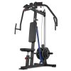 A black multi-gym machine with a padded seat and backrest, cable pulleys, and adjustable weight plates. Designed for versatile strength exercises like chest flyes and arm workouts, it features the ATX brand prominently at the top.