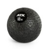 A black ATX 12 KG slam ball with a rugged, tire-like textured surface, ideal for fitness and strength training exercises.