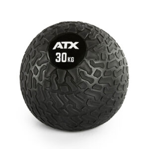 A black ATX® Slam Ball weighing 30 kg, featuring a textured tire-like surface, is placed against a white background with ATX and the weight printed in white on the front.