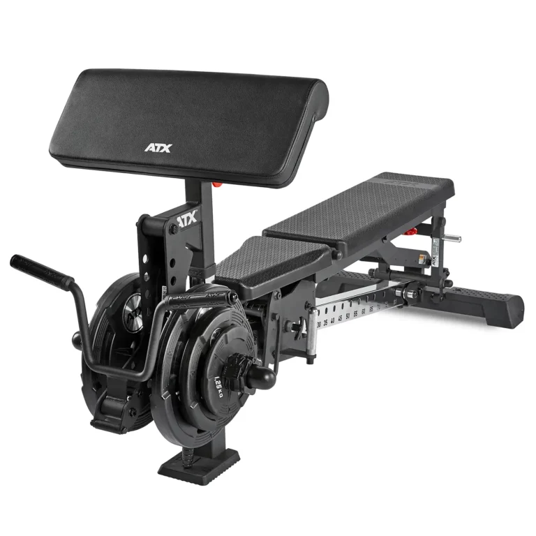 ATX-OP-CUA preacher curl attachment docked in bench