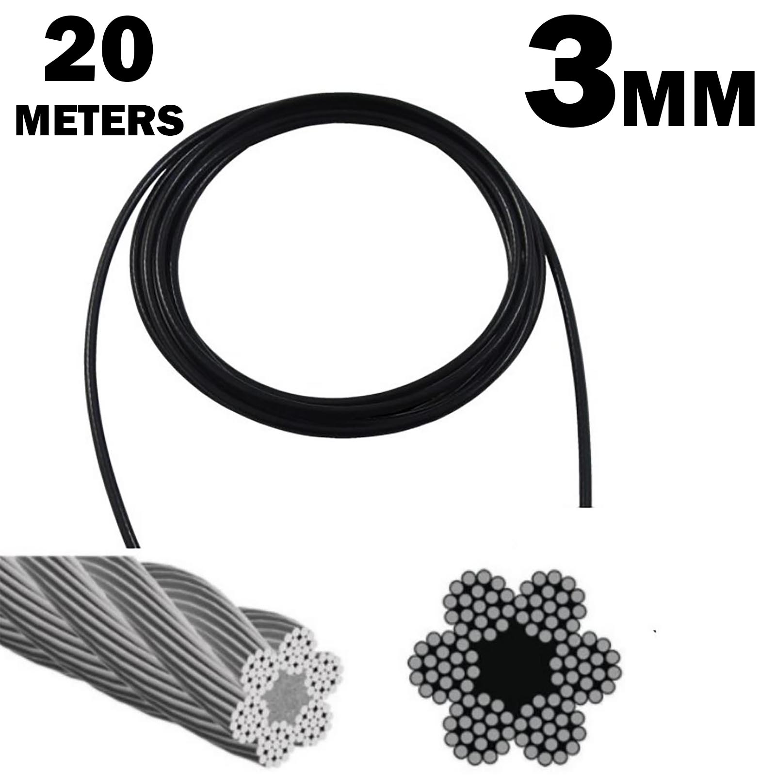 Gym Cable 3mm 6x19 FC 20M | Sam's Fitness