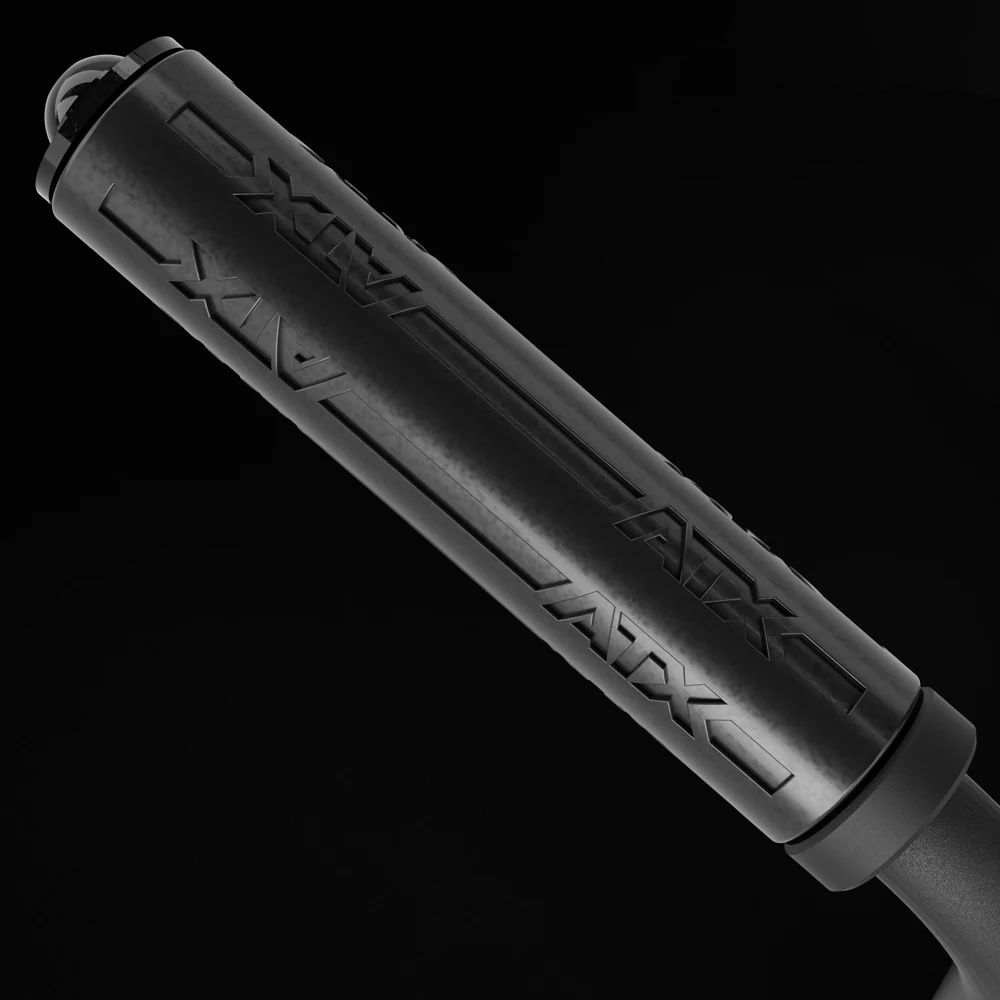 Black cylindrical ATX® Biceps Curl Attachment handle with embossed logo detailing.