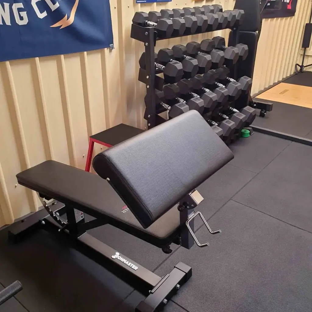 Ironmaster preacher curl pad attached to super bench