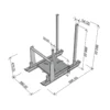 Diagram of a metal sled with measurements, ideal as a weight sled. It features a flat base, two vertical poles, and two horizontal bars. Dimensions include 995.5 mm length, 500 mm width, 479.25 mm height, with the poles at 54 mm and 960 mm.
