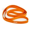 A textured orange ATX® Latex Free Resistance Band - 9 Levels, coiled in a loose loop to display its flexibility and length, making it perfect for training sessions.