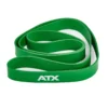 ATX® Latex Free Resistance Bands - 9 Levels, in green color, coiled in a spiral shape and perfect for training.