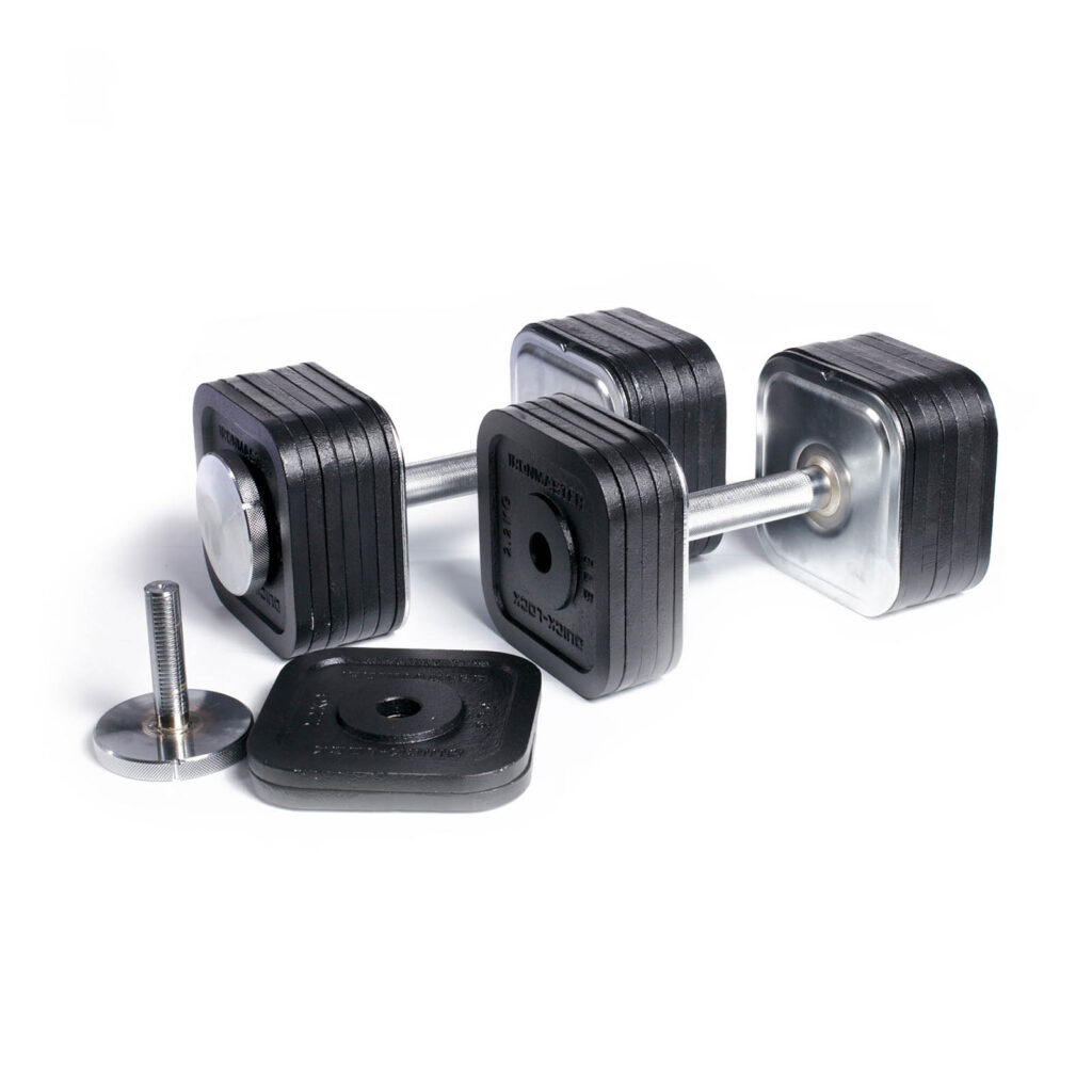 Ironmaster adjustable dumbbells, featuring Quick-Lock system