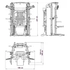 A technical drawing of the ATX® Monster 2.0 All In One Trainer shows front, side, and top views. The machine measures 227 cm in height with a base width of 195 cm and a depth of 138 cm. Various components like bars and pulleys are visible in the illustration.