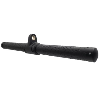 A black cylindrical bar with a textured, tread-like pattern and a central mounting bracket featuring a circular hole. The bar appears to be made of metal or hard plastic.