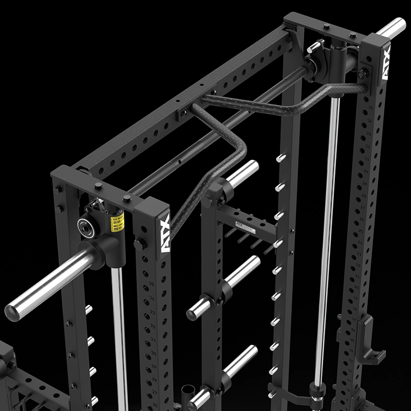Close-up of the multi-grip pull-up bar at the top of the ATX® Commercial Smith Machine frame.